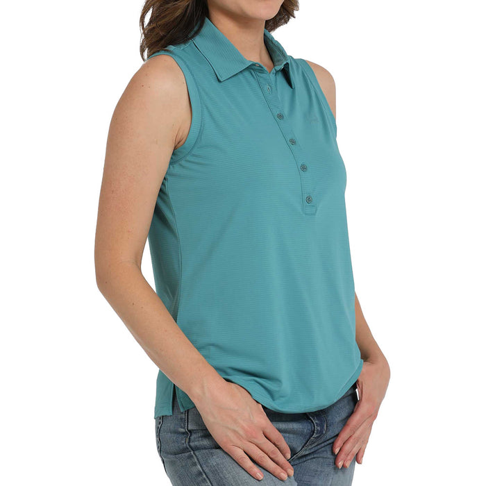 Cinch Women's Blue Sleeveless Polo
