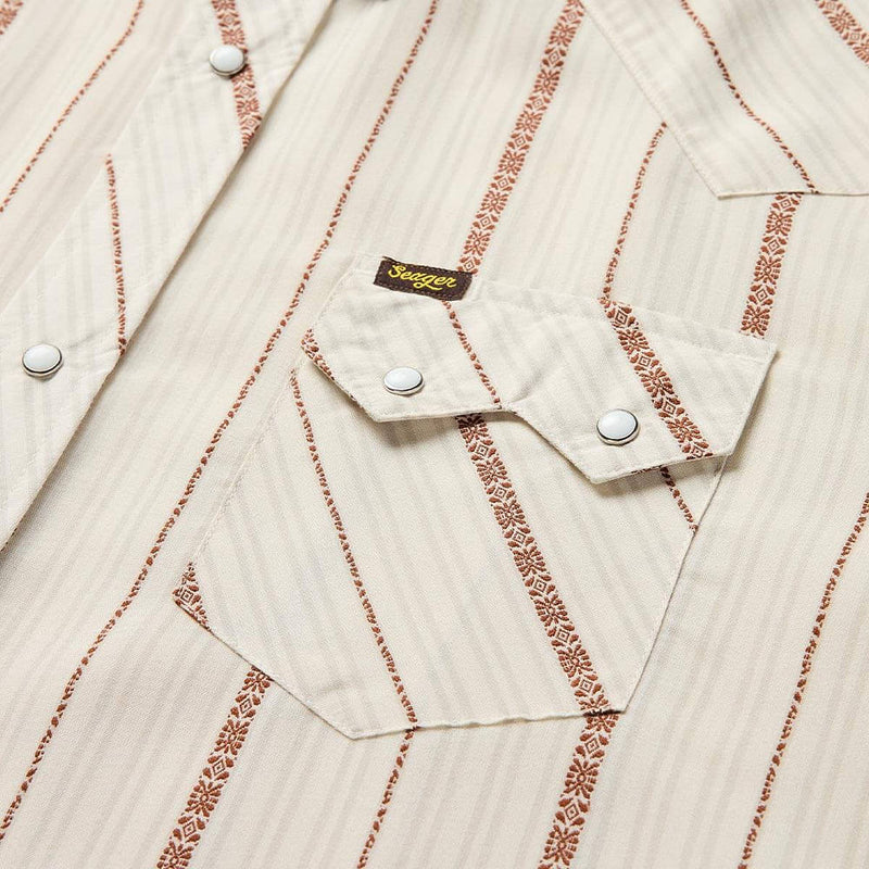 Seager Inc Men's White Azteca Tile Sawtooth Shirt