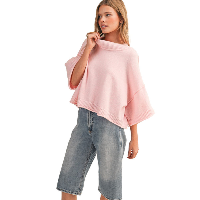 En Merci Wom Marled Short Sleeve Pink Blossom Sweater Top