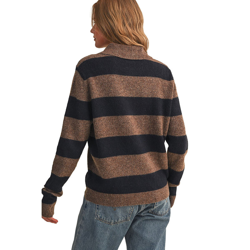 En Merci Wom Mocha Navy Striped Sweater