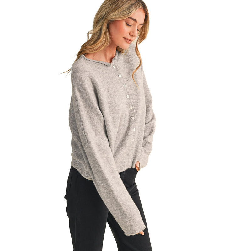 En Merci Wom H Grey Oversized Button Cardigan