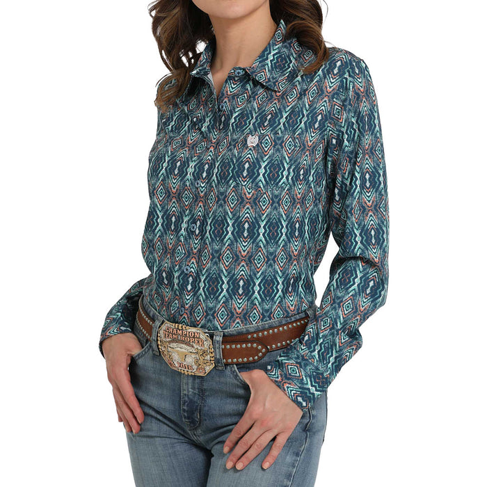 Cinch Women's Navy Printed ArenaFlex Shirt