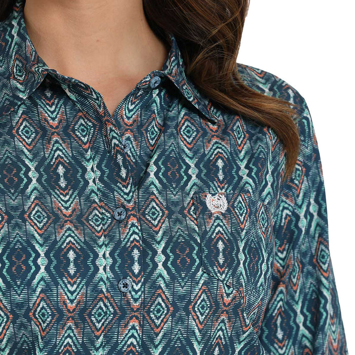 Cinch Women's Navy Printed ArenaFlex Shirt