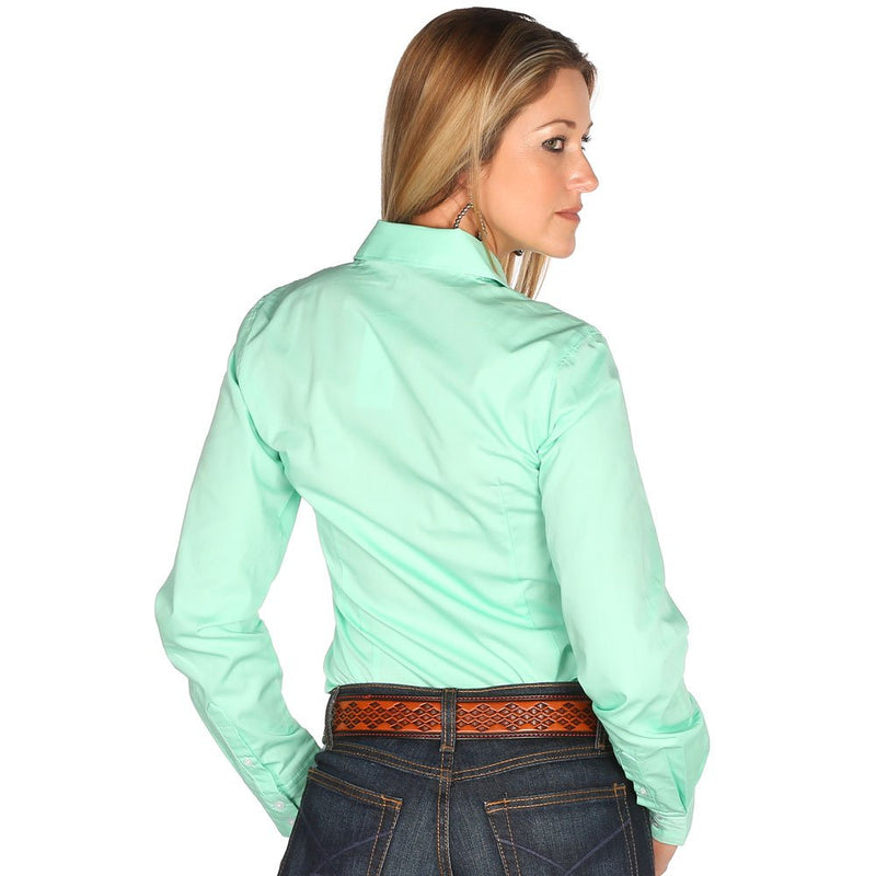 Cinch Womens Mint Green Button Up Shirt 