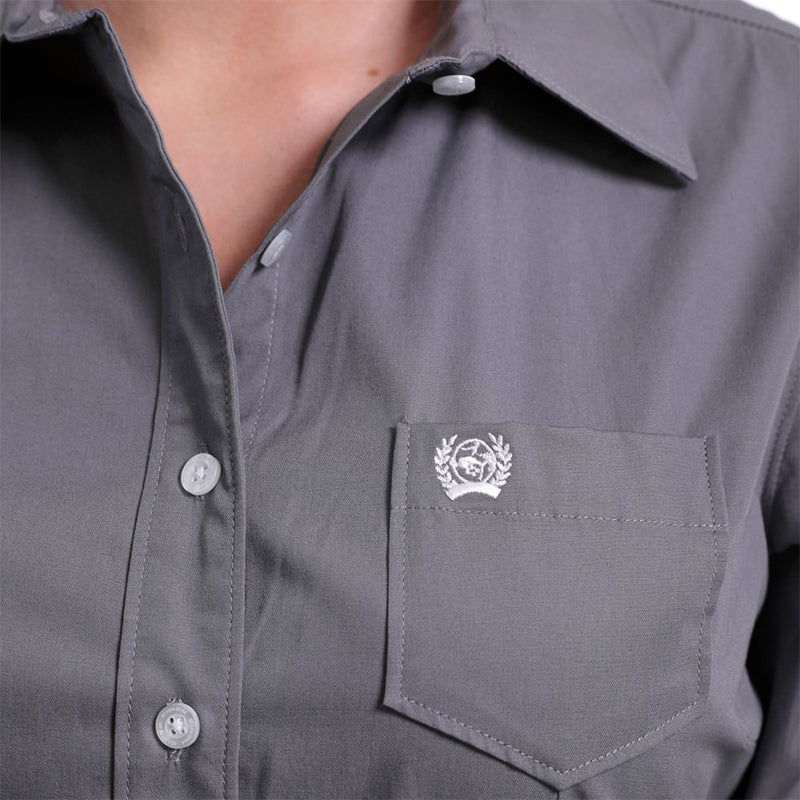 Cinch Women's Grey Solid Button-Up Shirt