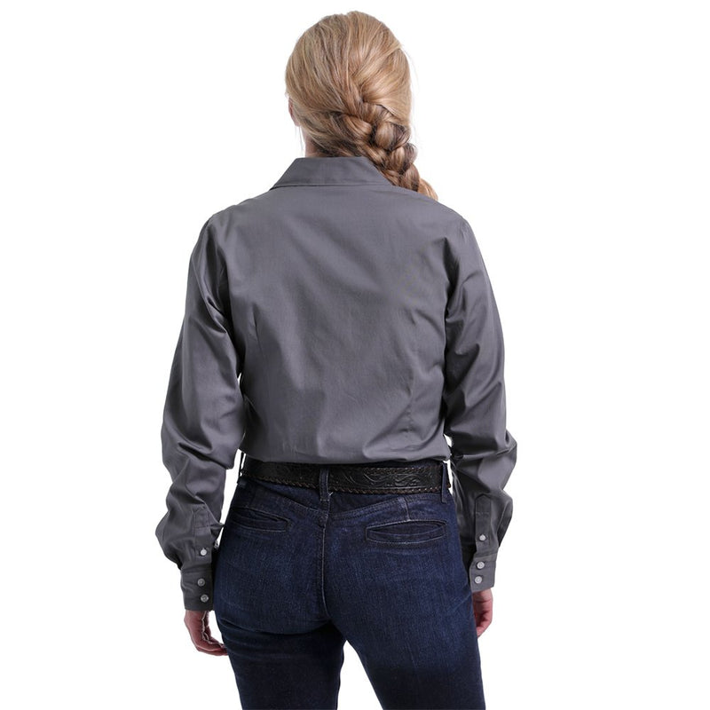 Cinch Women's Grey Solid Button-Up Shirt