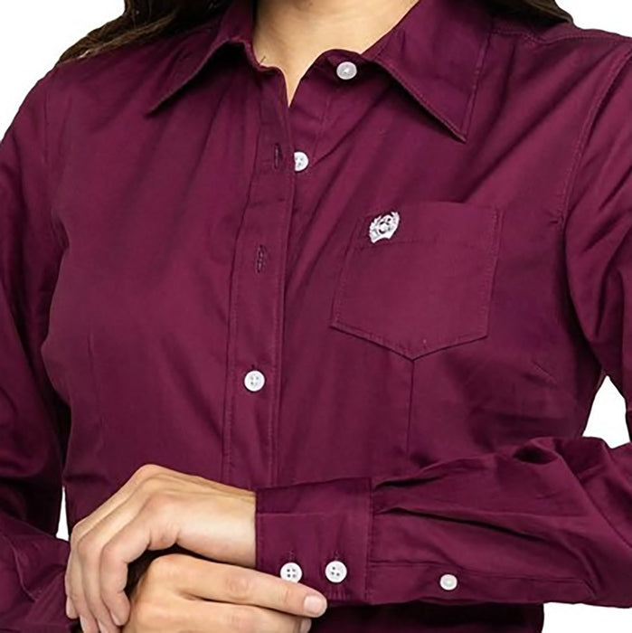 Cinch Women's Burgundy Solid Button-Up Shirt