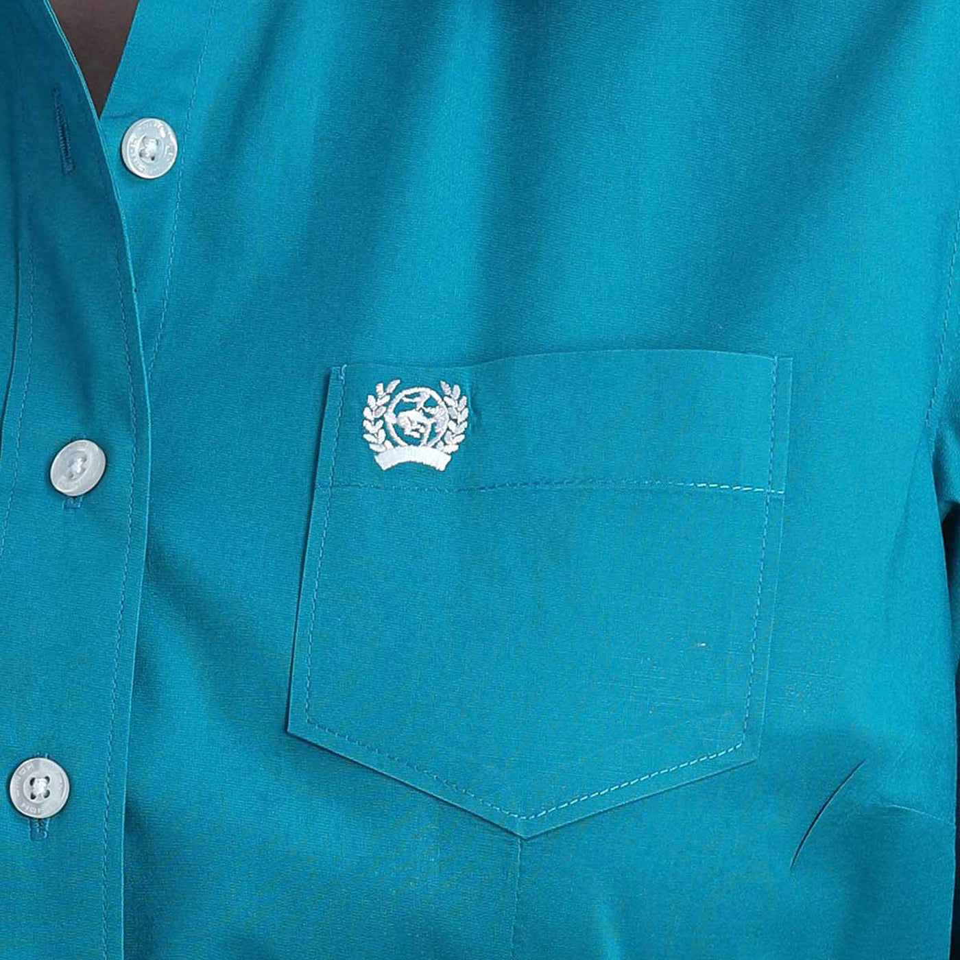 Teal Vertical Pattern Short Sleeve Button-Up Shirt main image 1