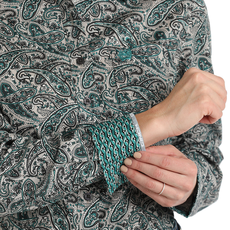 Cinch Women's Grey Paisley Button Down Shirt