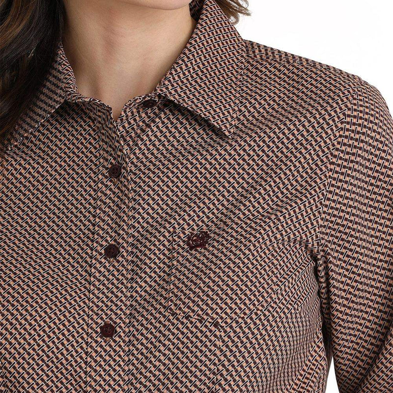 Cinch Women's Maroon Print Button Down Shirt