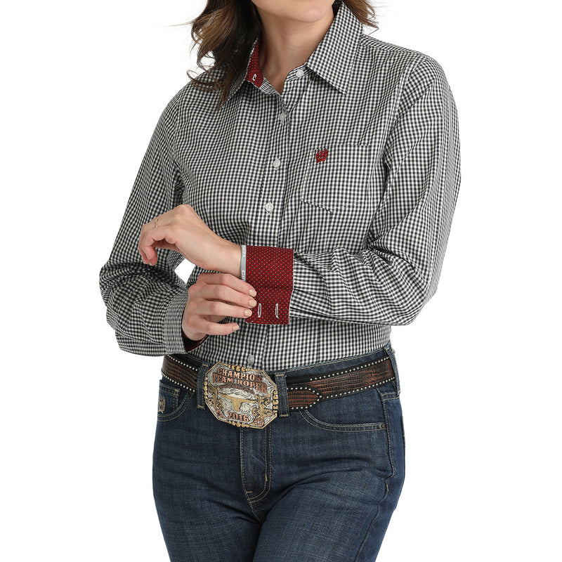 Cinch Women's Navy Check Button Down Shirt