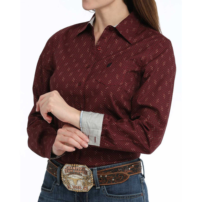 Cinch Women's Burgundy Print Button Down Shirt