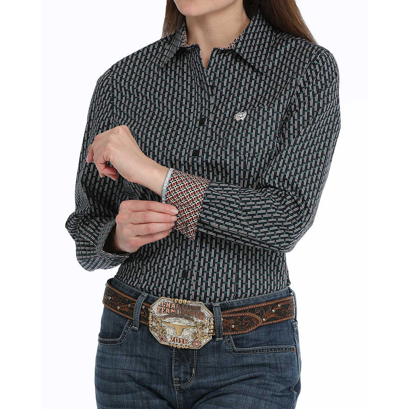 Cinch Women's Navy Print Button Down Shirt