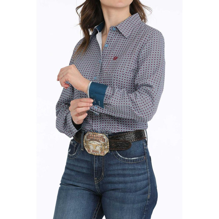 Cinch Ladies Geometric Print Button Down
