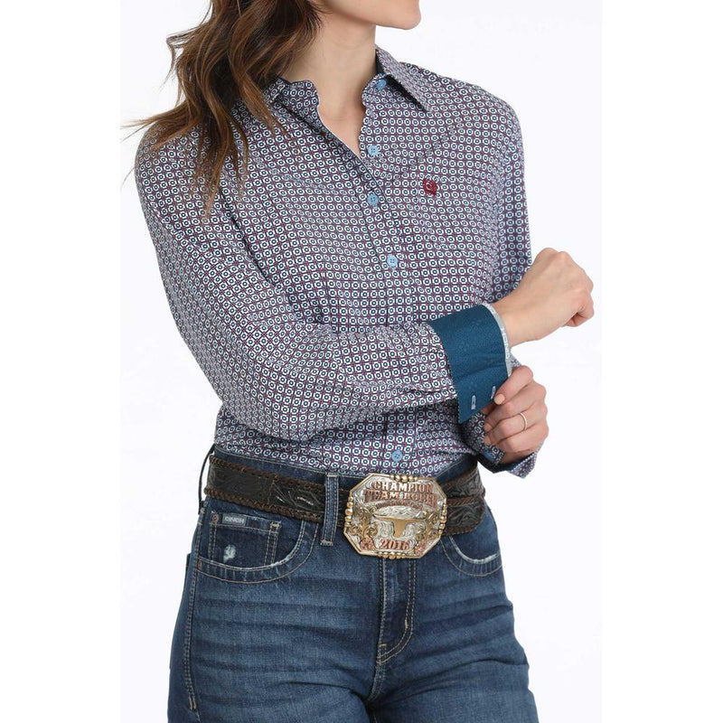 Cinch Ladies Geometric Print Button Down