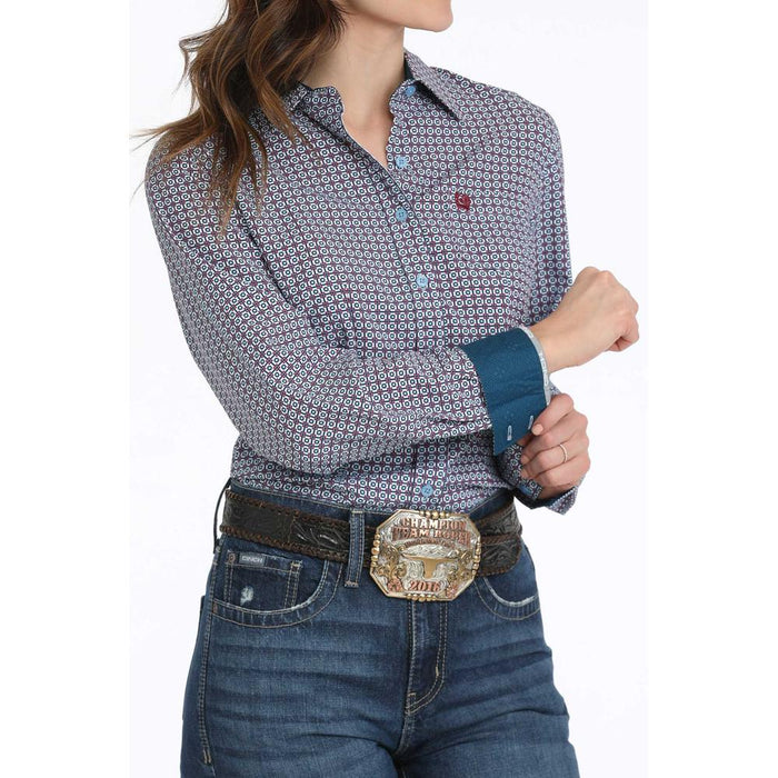 Cinch Ladies Geometric Print Button Down