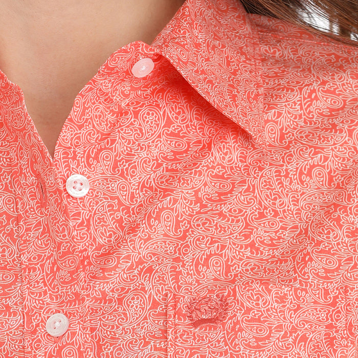 Cinch Women's Coral Print Button Shirt