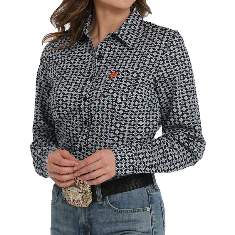 Cinch Women's Black Printed Button Shirt