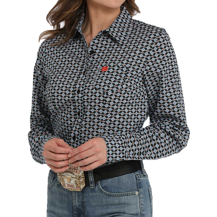 Cinch Women's Black Printed Button Shirt