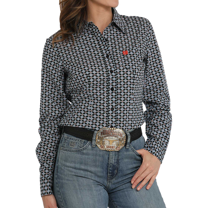 Cinch Women's Black Printed Button Shirt