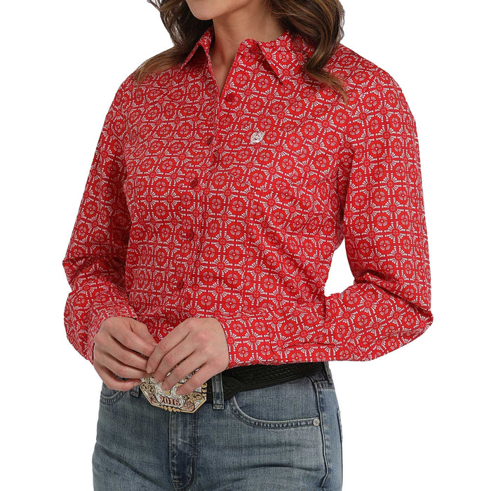 Cinch Women's Red Patterned Button Shirt