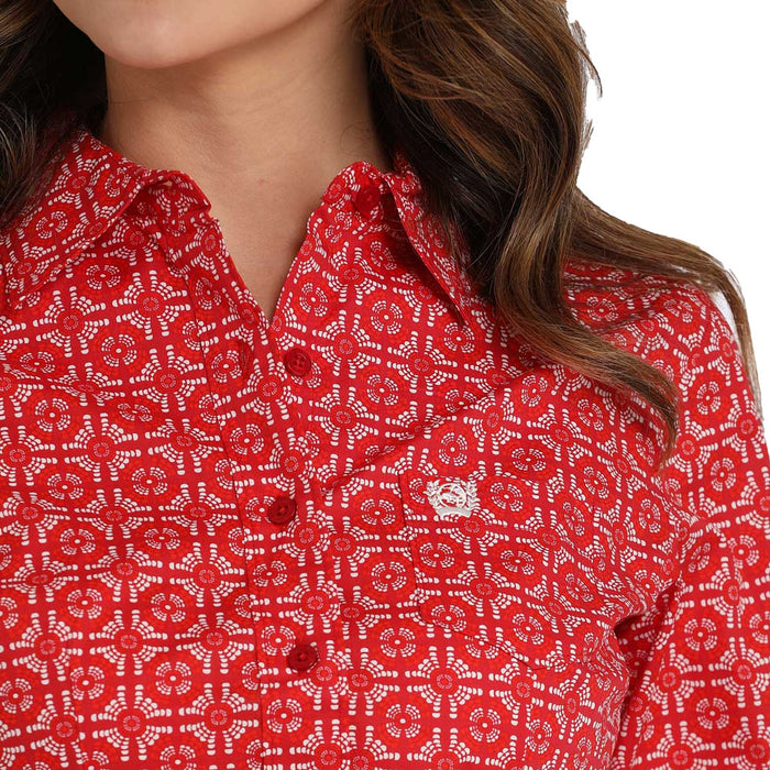 Cinch Women's Red Patterned Button Shirt