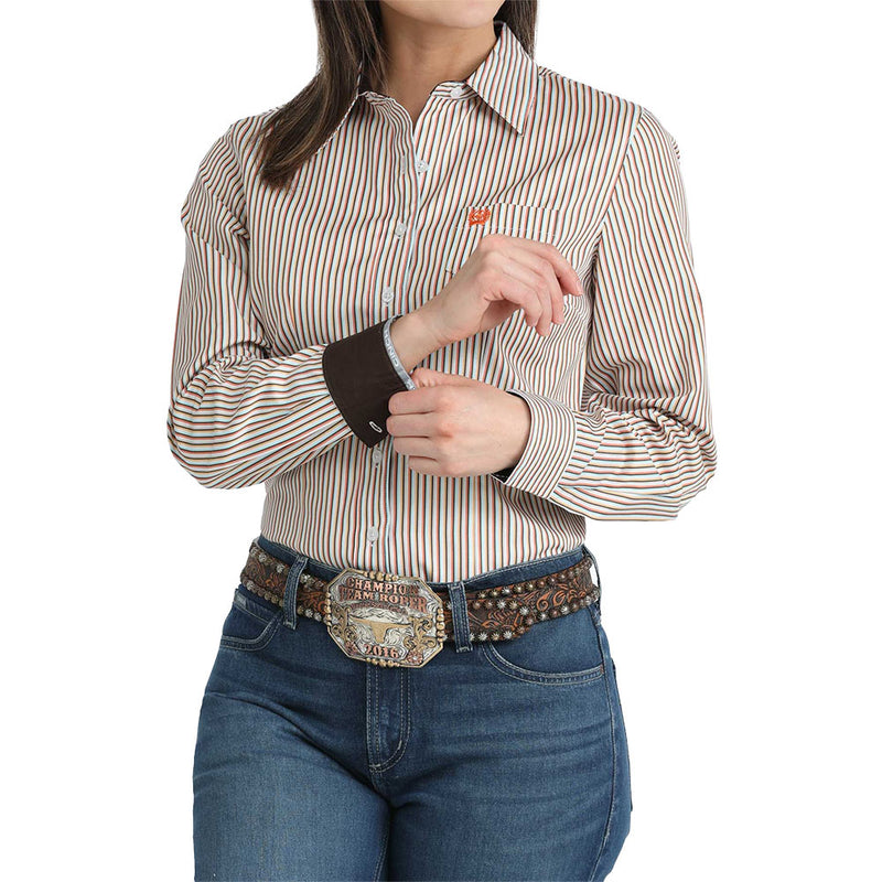 Cinch Women's Multicolor Striped Long Sleeve Shirt