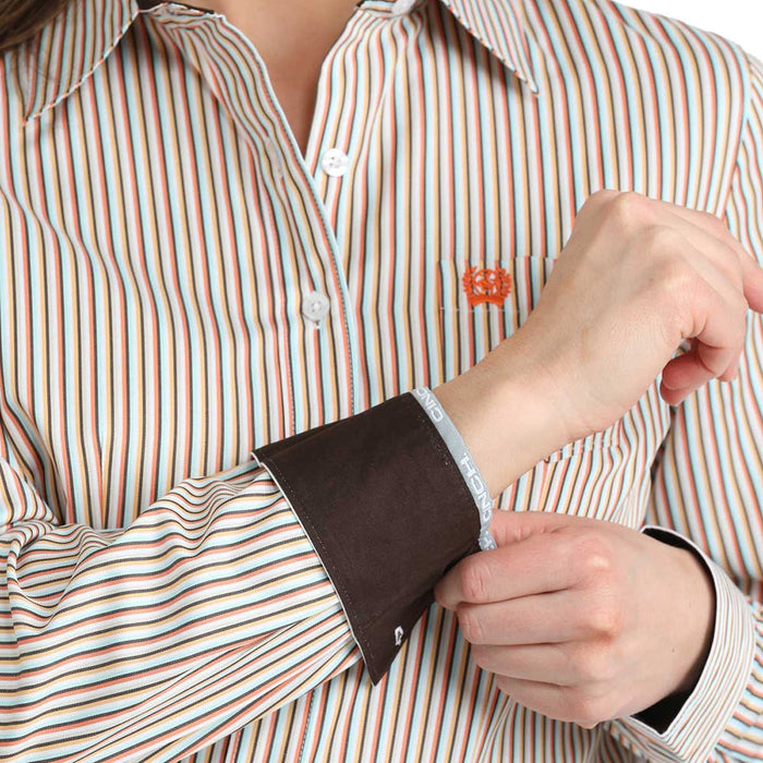 Cinch Women's Multicolor Striped Long Sleeve Shirt
