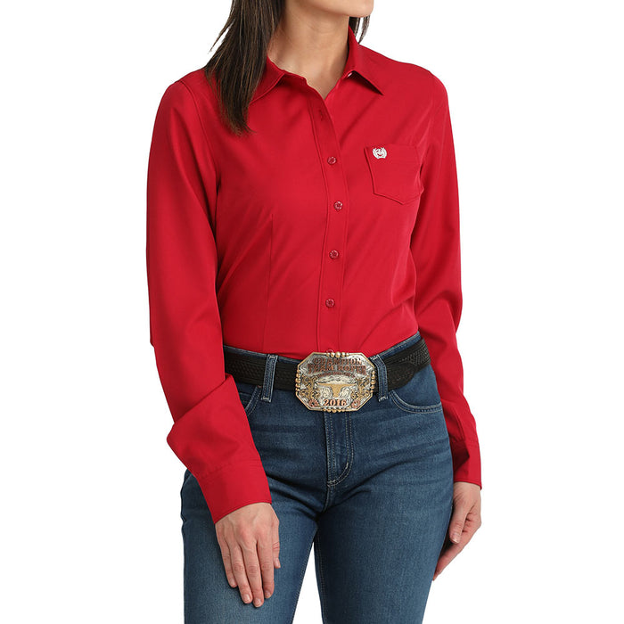 Cinch Women's Solid Pink Long Sleeve Shirt
