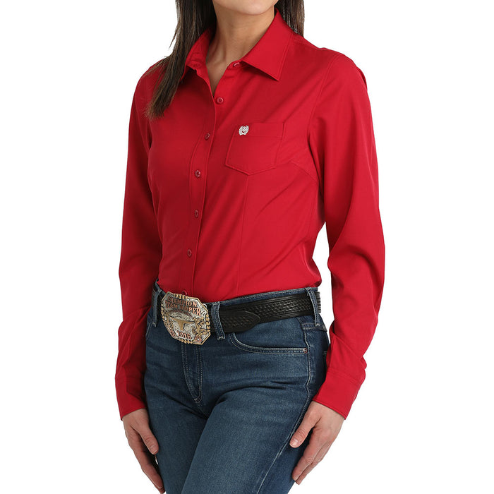 Cinch Women's Solid Pink Long Sleeve Shirt