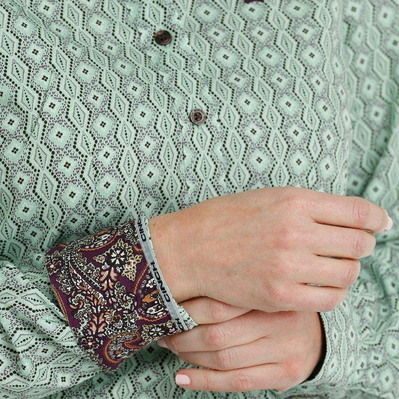 Cinch Women's Green Print Button Down Shirt