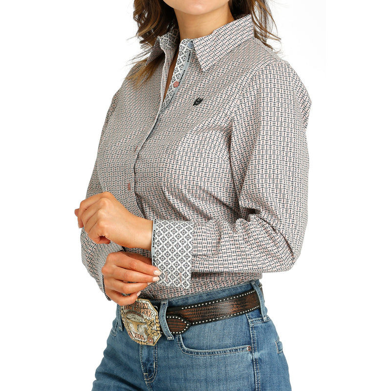 Cinch Women's Pink Print Button Down Shirt