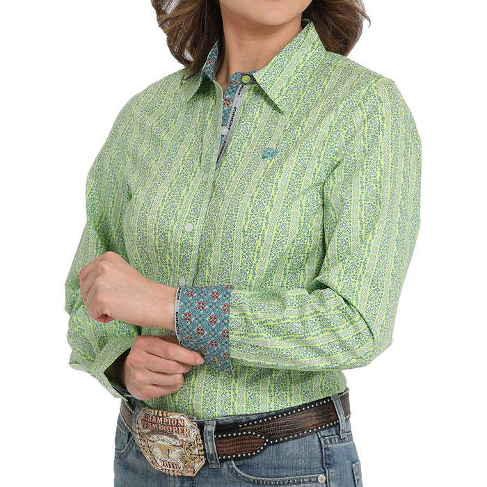 Cinch Women's Lime Printed Button Down