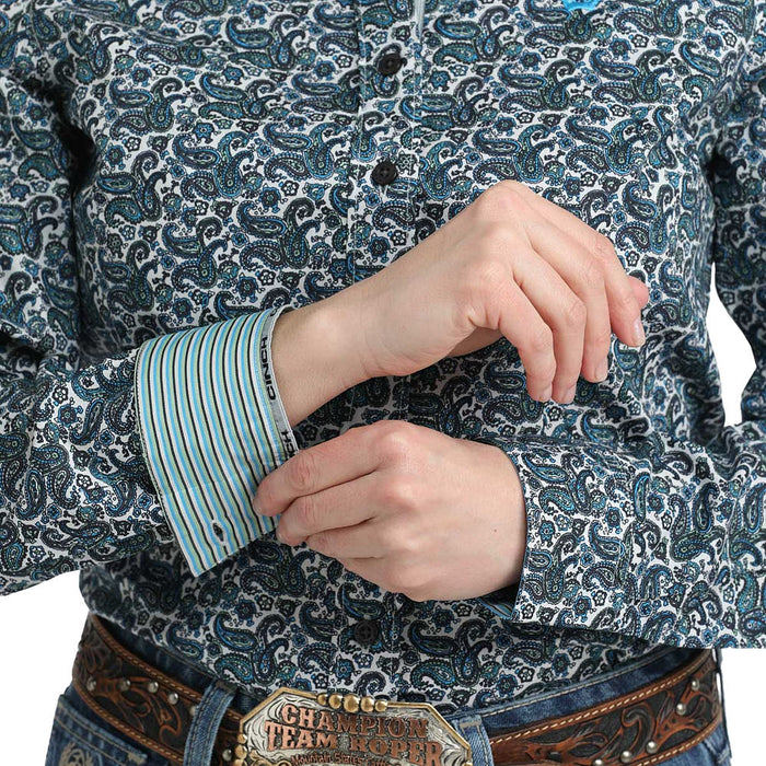 Cinch Women's Blue Paisley Print Shirt