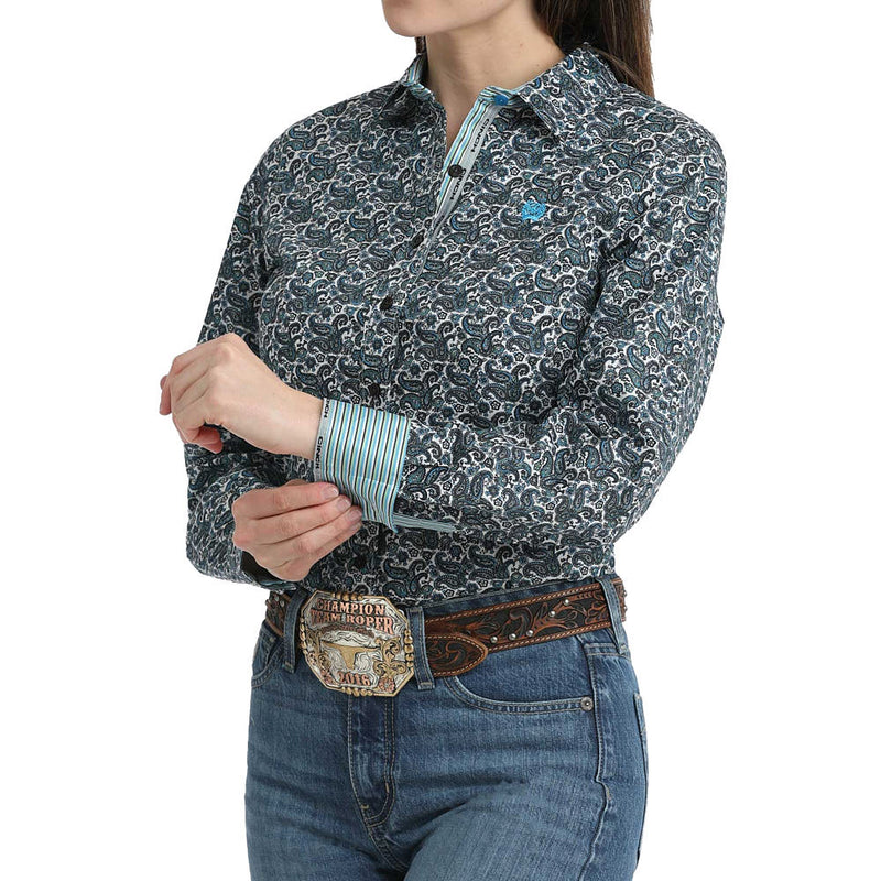 Cinch Women's Blue Paisley Print Shirt