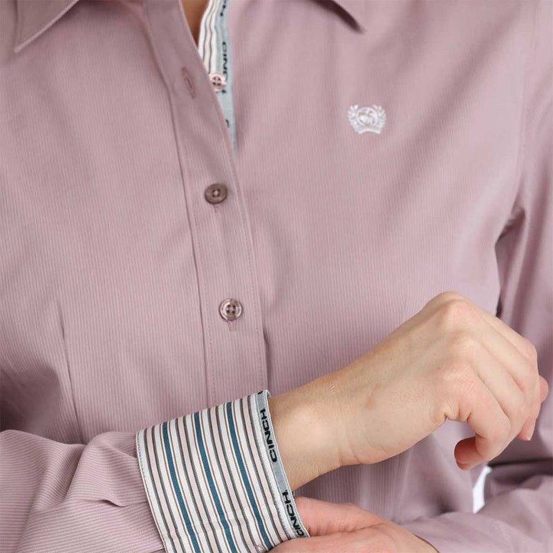 Cinch Women's Lilac Stripe Long Sleeve Shirt