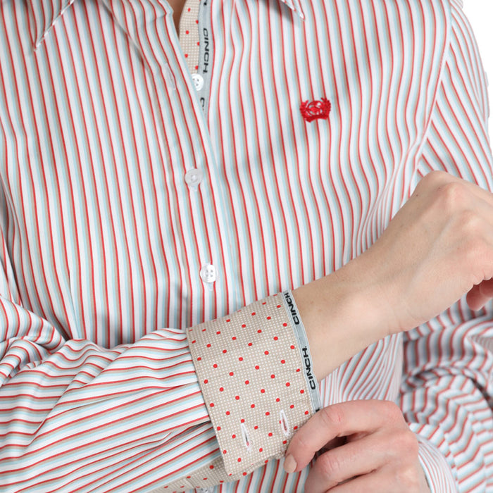 Cinch Women's White Striped Shirt