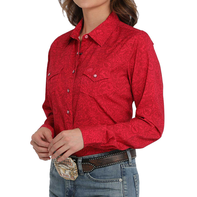 Cinch Women's Pink Printed ArenaFlex Pearl Snap