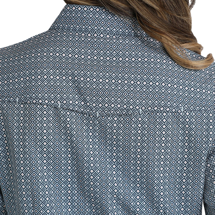 Cinch Women's Blue Print Vented Shirt