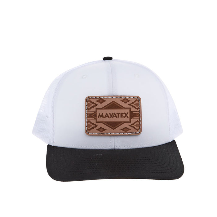 Mayatex White and Black Leather Patch Mesh Back Cap