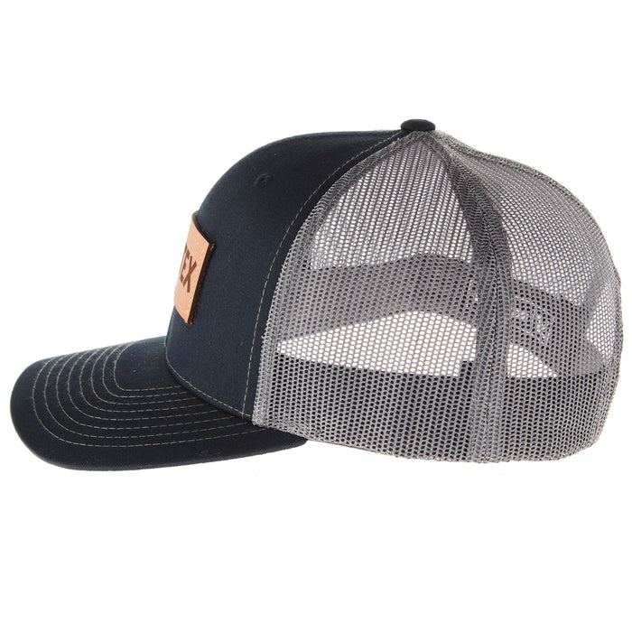 Mayatex Navy and Charcoal Leather Patch Logo Mesh Back Cap