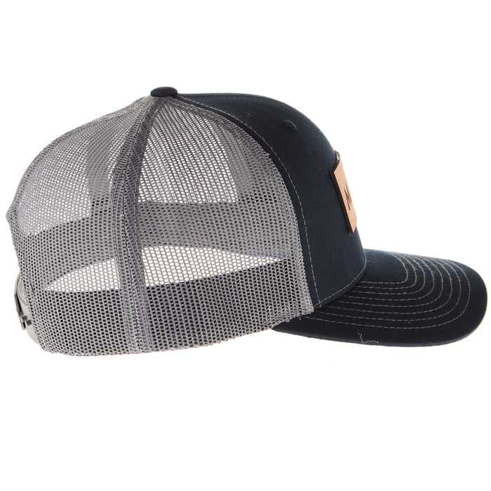Mayatex Navy and Charcoal Leather Patch Logo Mesh Back Cap