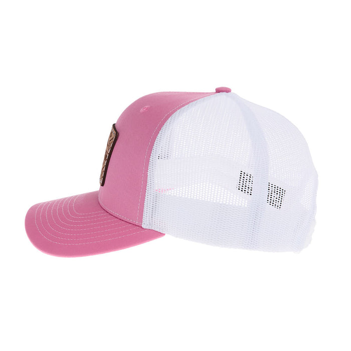 Mayatex Hot Pink and White Leather Patch Mesh Back Cap