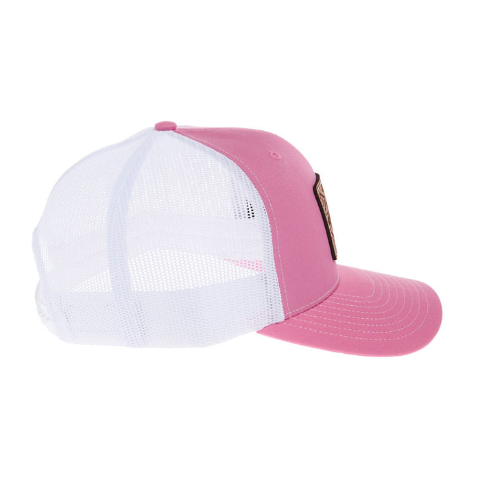 Mayatex Hot Pink and White Leather Patch Mesh Back Cap