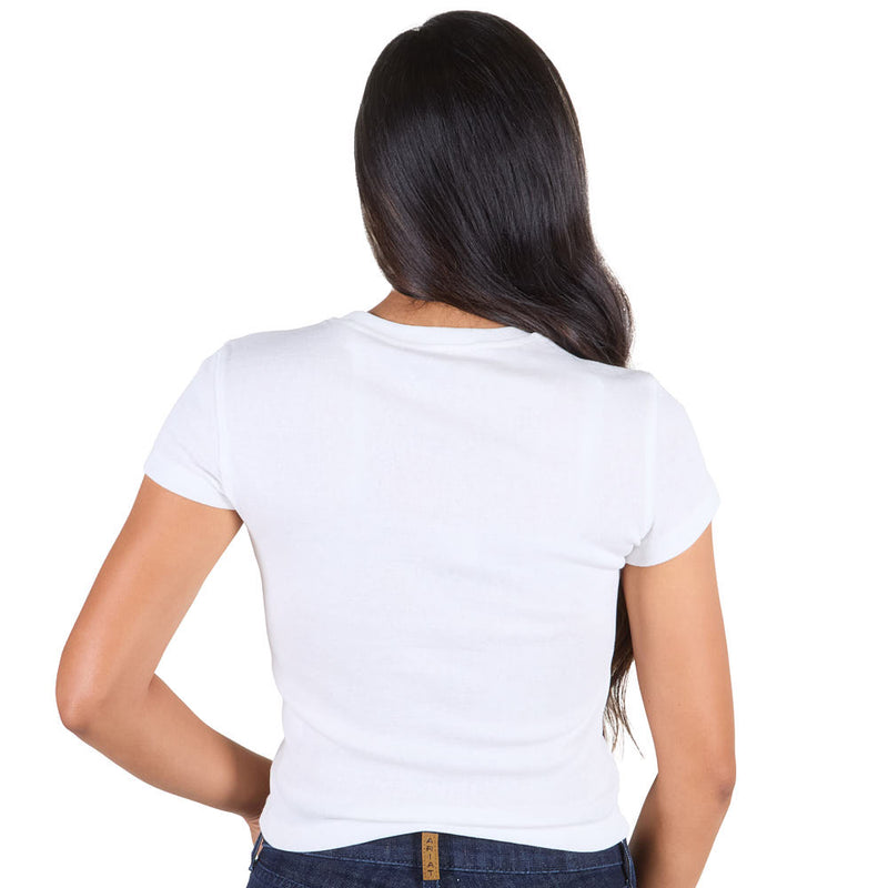 Mimosa Women's Ivory Solid Knit Short Sleeve Tee Shirt