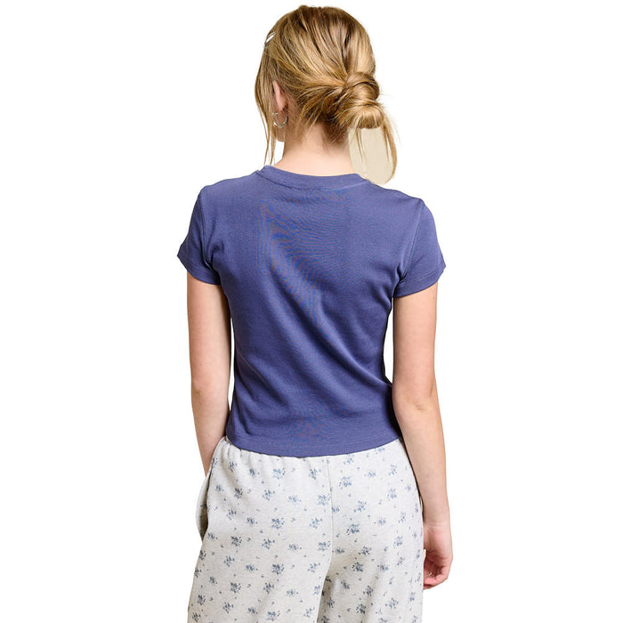 Mimosa Women's Navy Solid Knit Short Sleeve Tee Shirt