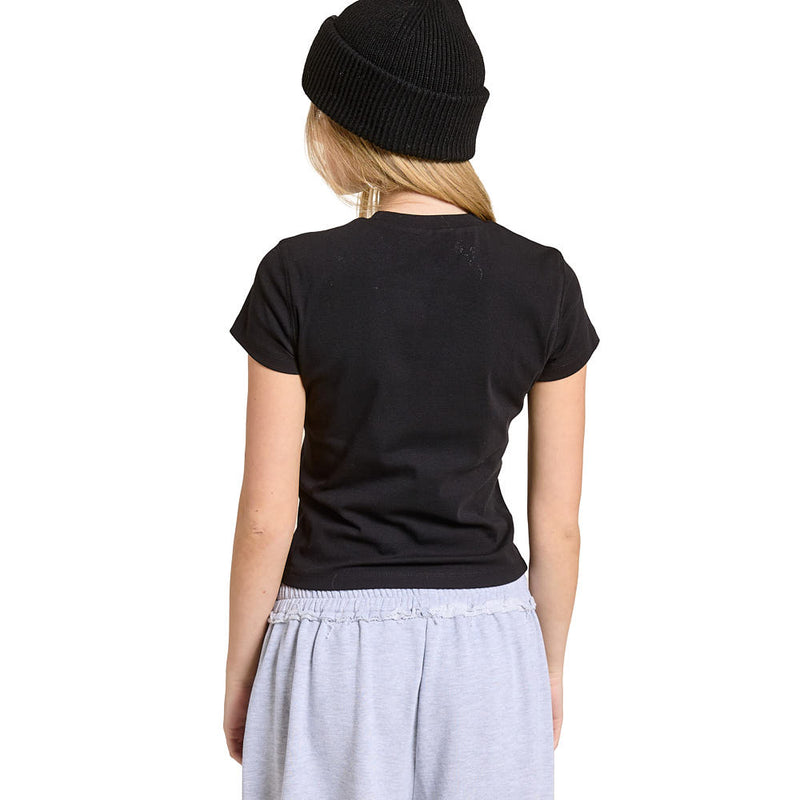 Mimosa Women's Black Fitted Short Sleeve Tee Shirt
