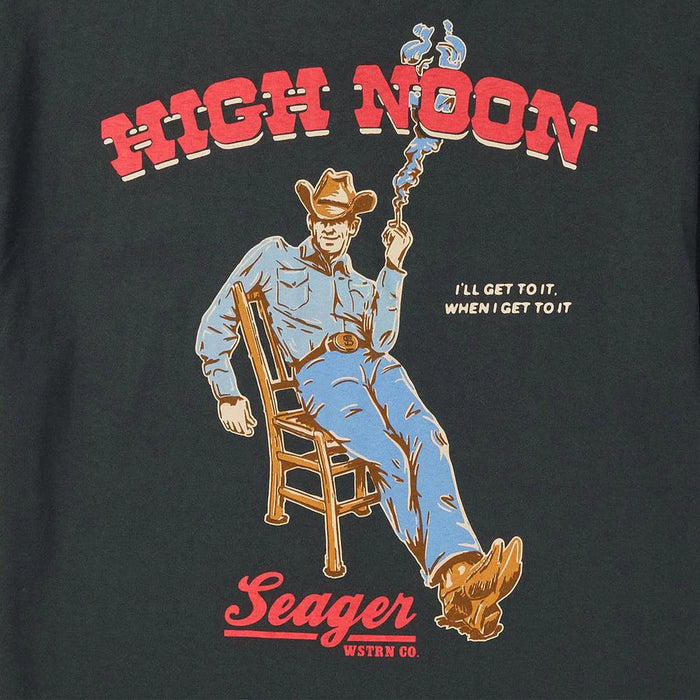 Seager Inc Men's High Noon Vintage Black Tee Shirt
