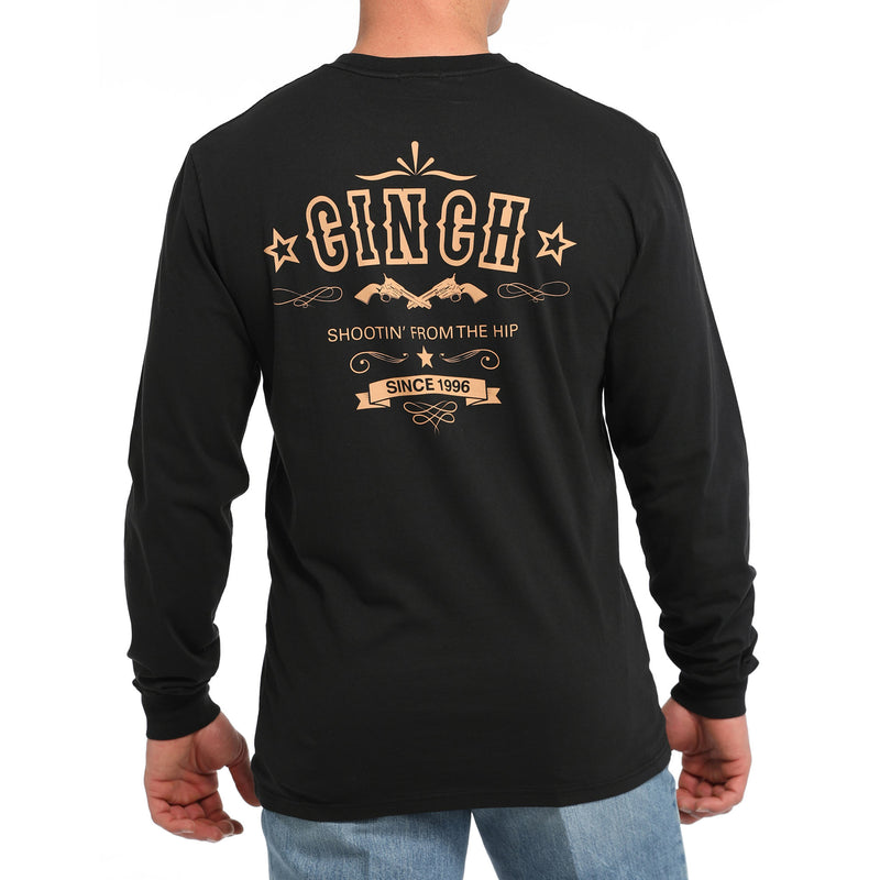Cinch Men's Logo Black Long Sleeve Tee