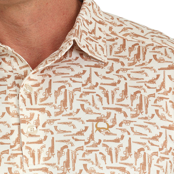 Cinch Mens ArenaFlex Cream Gun Print Polo